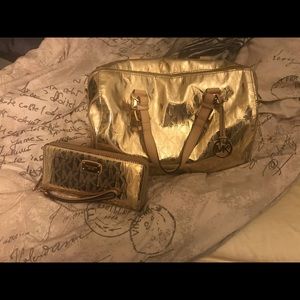 Metallic Gold purse with matching wallet